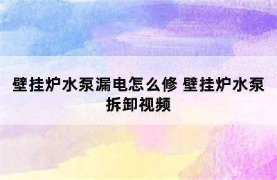 壁挂炉水泵漏电怎么修 壁挂炉水泵拆卸视频